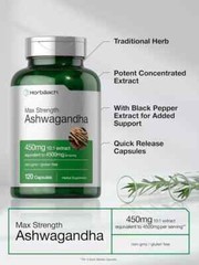 Ashwagandha Capsules | 4500 mg | 120 Count | by Horbaach