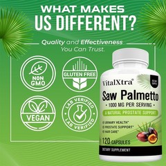 Saw Palmetto 1000mg Supports Healthy Hair Growth For Men & Women 120 Capsules