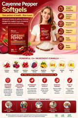 Cayenne Pepper Softgels, with Vitamin D3 K2+E and Extracts of Grape Seed, Hawtho
