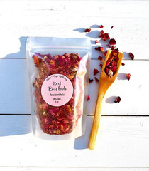 Organic Red Rose Buds Rosa Petals, Fragrant Rose Tea, 1oz, 2oz, 4oz