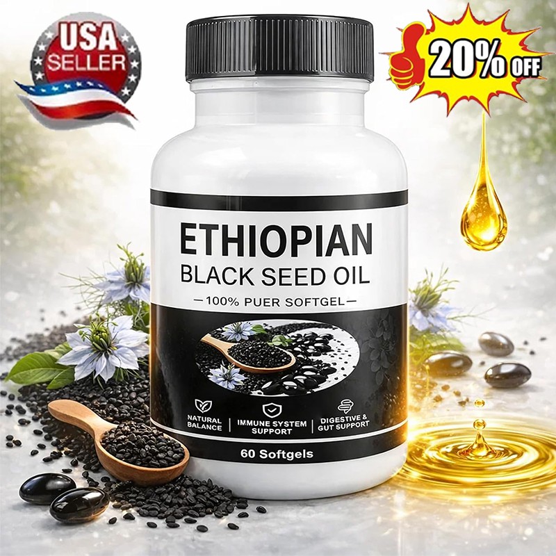 Ethiopian Black Seed Oil Softgels|4.64% Thymoquinone Capsules |Gluten-Free,60 US