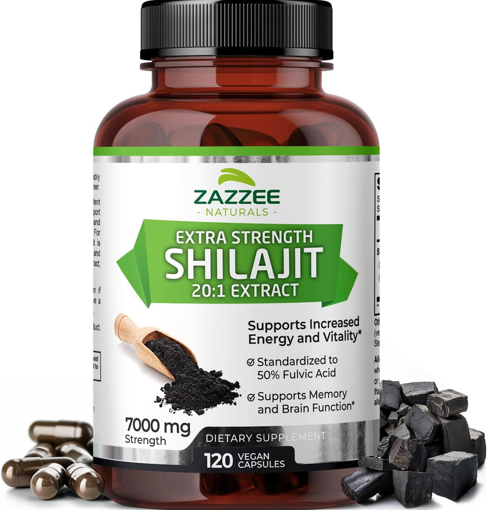 100% Pure Organic Himalayan Shilajit 20:1 Extract, 7000 Mg Strength per Capsu…