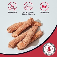 100% Authentic Korean Red Panax Ginseng 500mg Capsules – 75 Count – No Fillers,