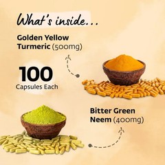 Isha Life Neem & Turmeric Powder in Veg Capsules Combo Pack (100 Caps Each)
