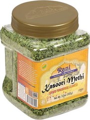 Rani Fenugreek Leaves Dried, All Natural (Kasoori Methi) 3.5oz (100g) PET Jar