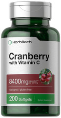 Cranberry Pills with Vitamin C | 8400mg | 200 Softgels | Non-GMO | by Horbaach