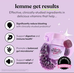 NEW! Lemme Debloat Digestive Support Gut Health Gummies : One Bottle 60 Count