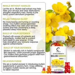 Mullein Leaf Gummies 2000mg Lung Cleansing,Respiratory Support Supplement 60 Pcs