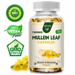 Mullein Leaf Capsules For Lung Cleansing & Detox Herbal Dietary Supplement 60PCS