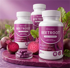 3PCS Rosabella Organic Beet Root 60 Capsules Natural Energy Boost Blood Pressure