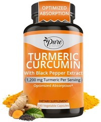 Pure By Nature Turmeric Curcumin with Black Pepper 180 Count (Pack of 1)