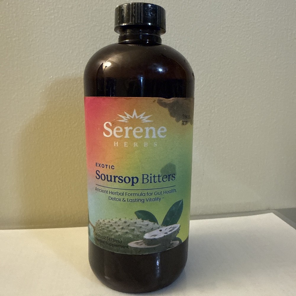 Serene Herb Exotic Soursop Bitters Liquid Gut Health Detox Lasting Vitality 16oz