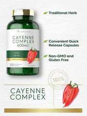 Cayenne Pepper Capsules | 600 mg | 350 Count | Non-GMO, Gluten Free | by Carlyle