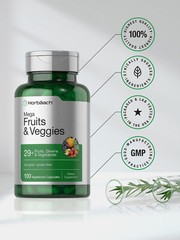 Fruits and Veggies Supplement | 100 Capsules | Vegetarian | by Horbaach