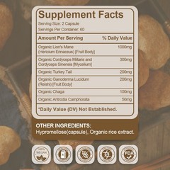 Lion’s Mane Mushroom Complex 120 Capsules Focus Immune Support