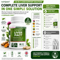 Milk Thistle Complex Capsules – 14 in 1 – Detox & Cleanse – UK Vegan Liver Pact