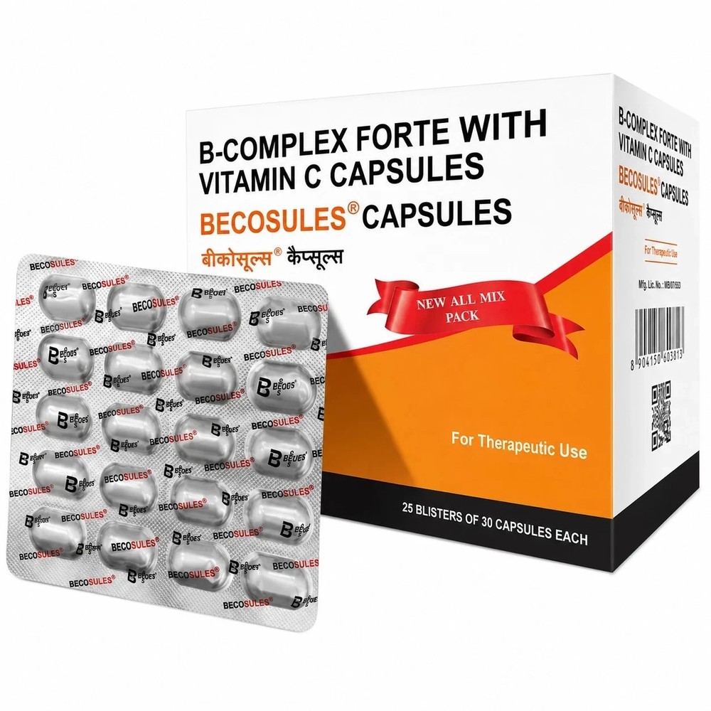 BECOSULES CAPSULES BICASULE Vitamin B-complex Help For Sore Tongue And Mouth