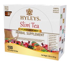 HYLEYS Slim Tea 9 Flavor Assortment 100 Ct – Weight Loss Herbal Supplement Clean