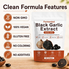 Fermented Black Garlic Extract, Natural Odorless Aged Garlic Supplements, Suppor