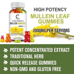 Mullein Leaf Gummies 2000mg Lung Cleansing,Respiratory Support Supplement 60 Pcs
