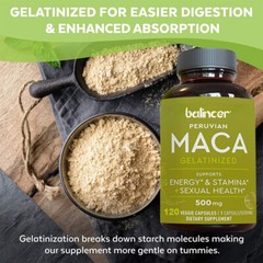 Organic Maca Root Capsules 500mg, Peruvian Maca Extract for Men & Women