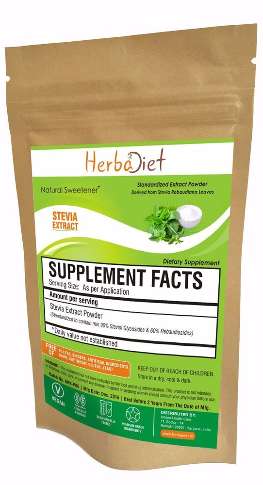Herbadiet White Stevia Extract 90% Steviosides Powder NO Fillers NO Additive