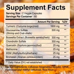 Curcumin Capsules 2800mg Anti Inflammatory Arthritis Pain Relief 120 Pills US
