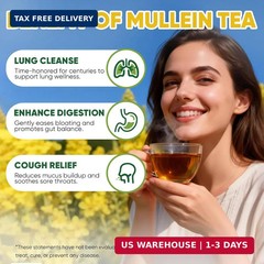 TEAWOO 60 Mullein Leaf Tea Bags, From 100% Natural Mullein Leaves for Lungs Heal
