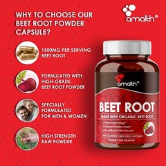 Organic Beet Root Powder Beta Vulgaris 1500mg Capsule – 120 Pills Nitric Oxide