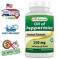 Aceite y Polvo de Hojas de Menta Piperita 250mg | 120 Cápsulas, 120 Porciones
