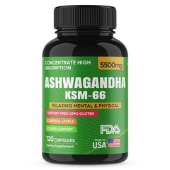Ashwagandha KSM-66 5500 mg Improve Energy Stress Sleep Support Capsules 120