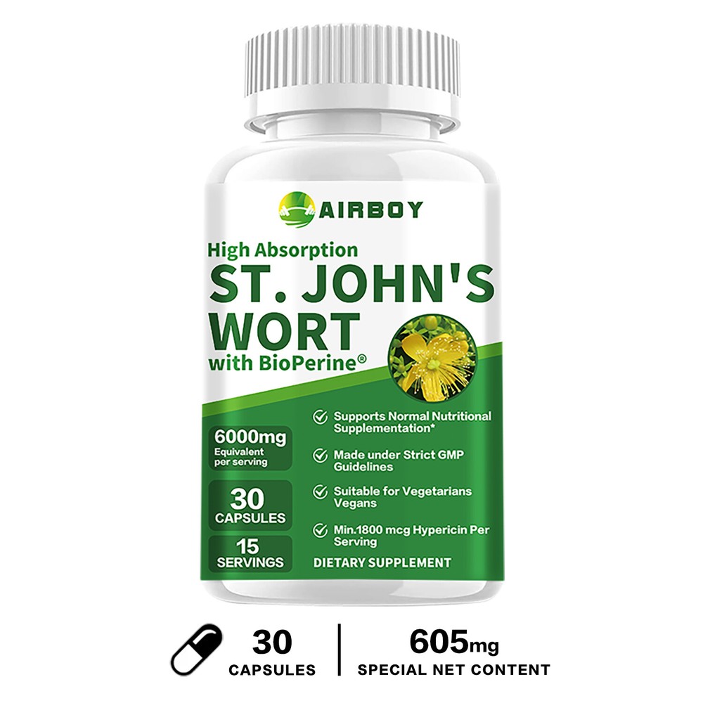St. John’s Wort 6000mg – Stress Depression Relief, AnxietyReduce Mood Swings