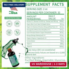 Soursop Bitters Liquid Drops 10 in 1 with Sea Moss, Moringa, Turmeric, Black See