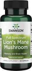 Swanson Lion’s Mane Mushroom – 60 Capsules, 500mg Each