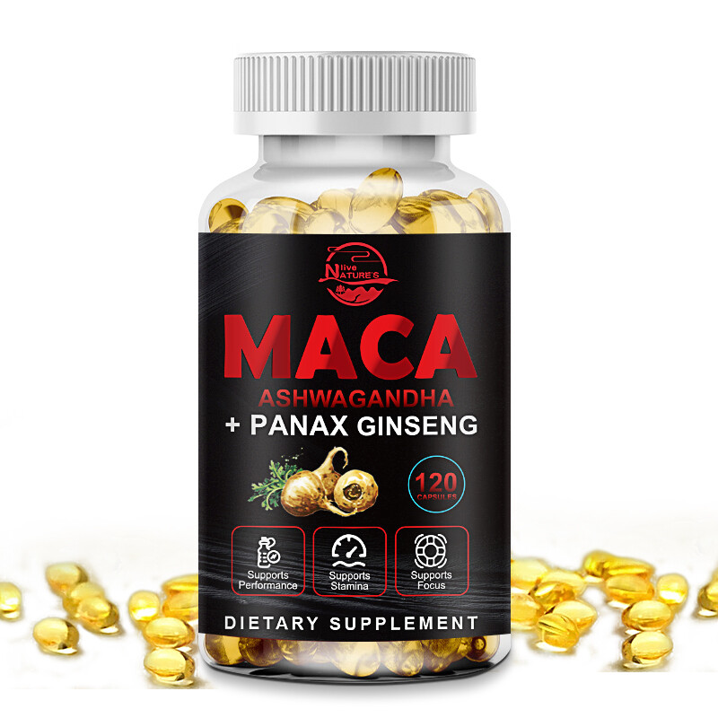 Organic Maca Root + Panax Ginseng 12000mg, Peruvian Maca Extract for Men & Women