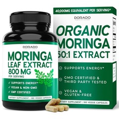 Organic Moringa Capsules 180 Count Pure Moringa Leaf Powder Supplement
