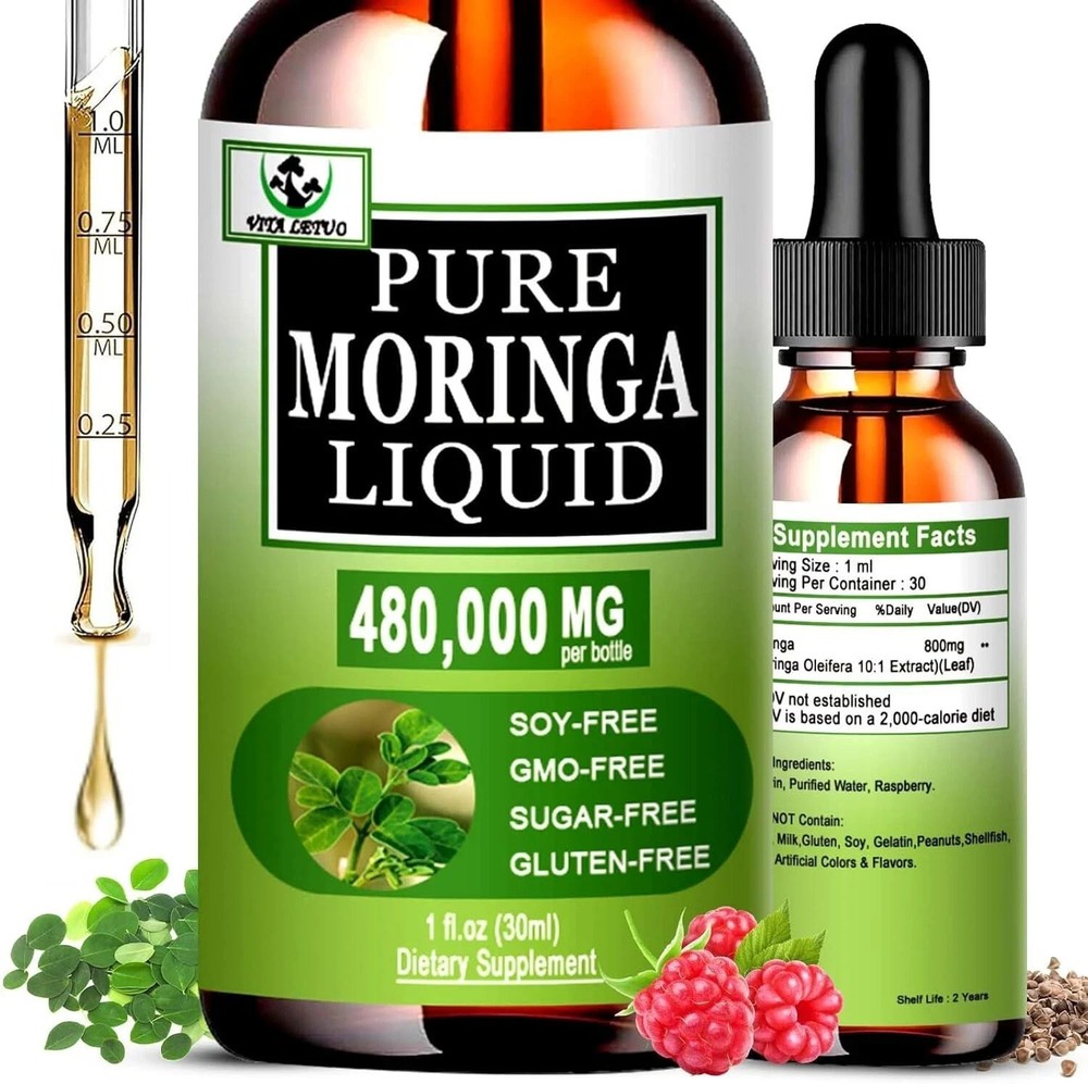Organic Moringa Liquid Drops for Energy,Metabolism Immune Support,8000Mg Moringa