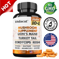 Mushroom complex Capsules-10 in 1 Blend-Nootropic Complex – Brain, Energy, Focus