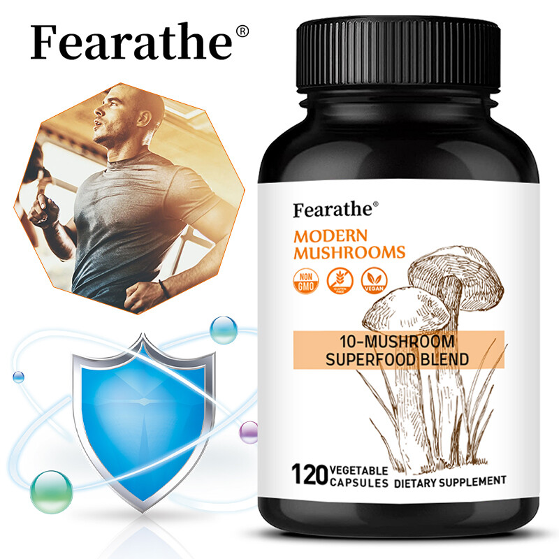 10x Mushroom Complex Supplement – Lions Mane, Reishi, Shiitake, Immune Capsule