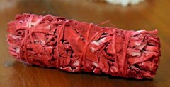 DRAGON’S BLOOD & WHITE SAGE SMUDGE STICK w/ Pentagram Bag & Tourmaline Crystal
