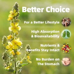 3X Mullein Leaf Gummies 2000mg Support Respiratory System Health Lung Cleansing