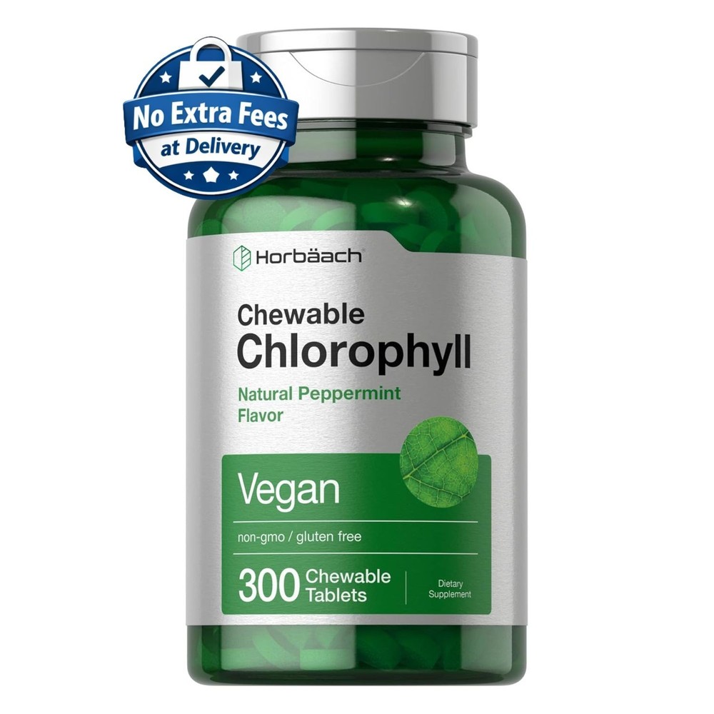 Clorofila con Menta y Alfalfa 300 Tabletas, Vegano, Sabor Natural de Menta