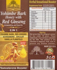 Organic Yohimbe Bark Honey with Red Ginseng By Essential Palace – 16 oz