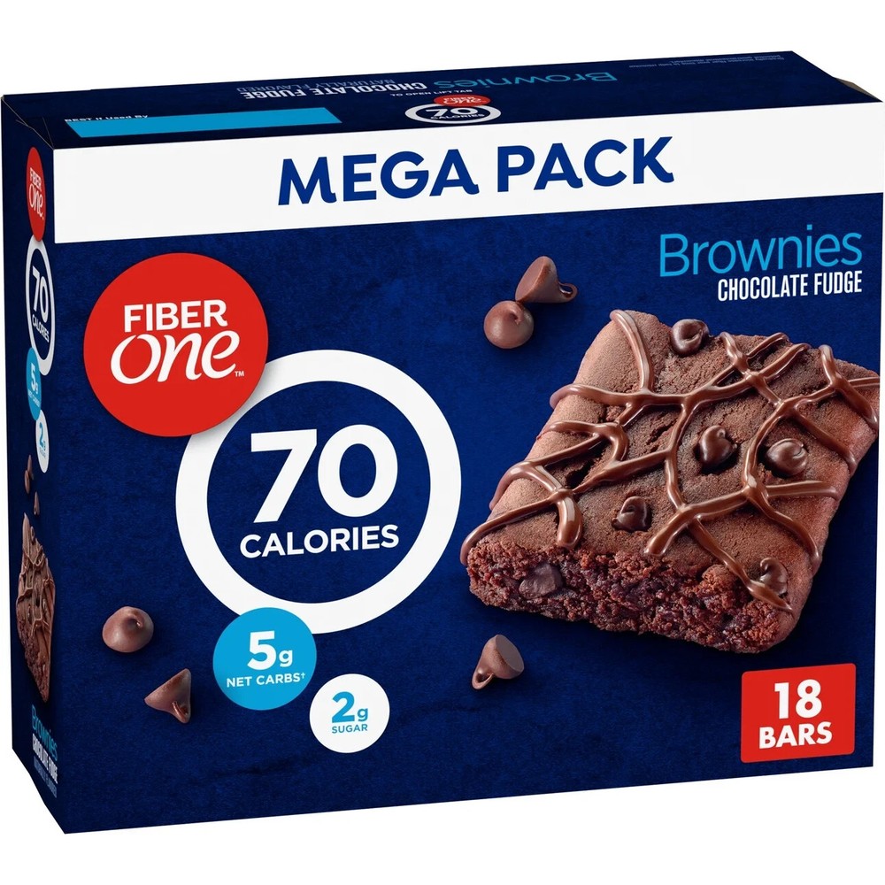 Fiber One 70 Calorie Brownies, Chocolate Fudge, Snack Bars, Mega Pack, 18 Bars,
