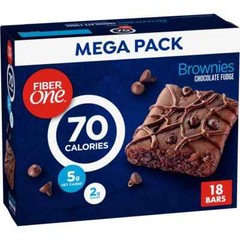 Fiber One 70 Calorie Brownies, Chocolate Fudge, Snack Bars, Mega Pack, 18 Bars,