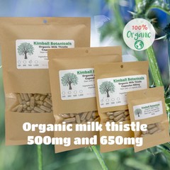 Organic Milk Thistle (Silybum marianum) 500mg and 650mg vegetarian or pullulan