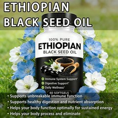 60 Pcs 100% Pure Ethiopian Black Seed Oil Softgels Immune Digestive Support