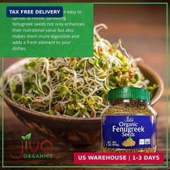 Jiva Organics Organic Fenugreek Seeds Whole 1 Pound Jar – Methi Seed for Cooking