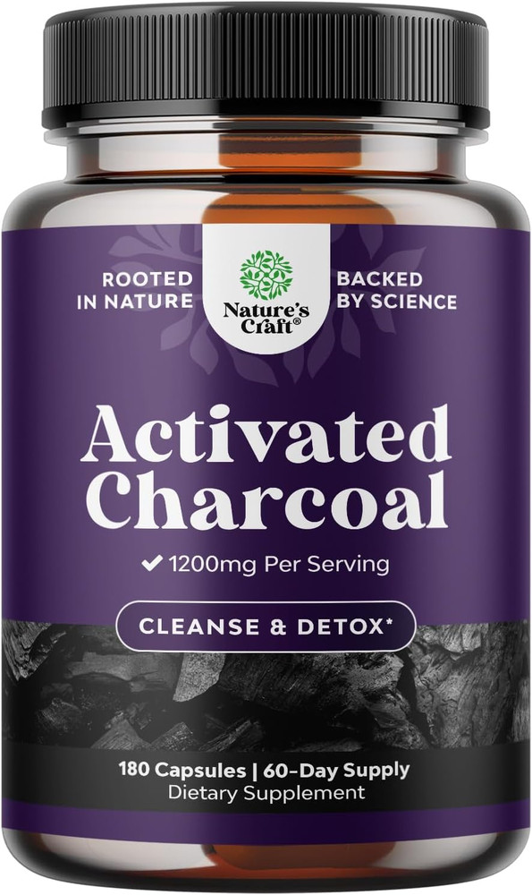Activated Charcoal Pills Detox & Cleanse – Purifying Coconut Capsules with 12…