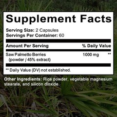 Saw Palmetto 1000mg Supports Healthy Hair Growth For Men & Women 120 Capsules
